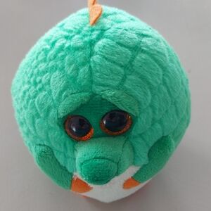 Ty Beanie Ballz Bayou Green Plush Alligator with Orange Spikes